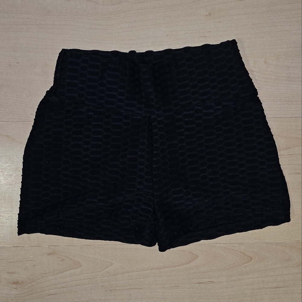 Seasum Anti-Cellulite Scrunch Butt Lift Navy Blue Textured Booty Shorts Size: XS